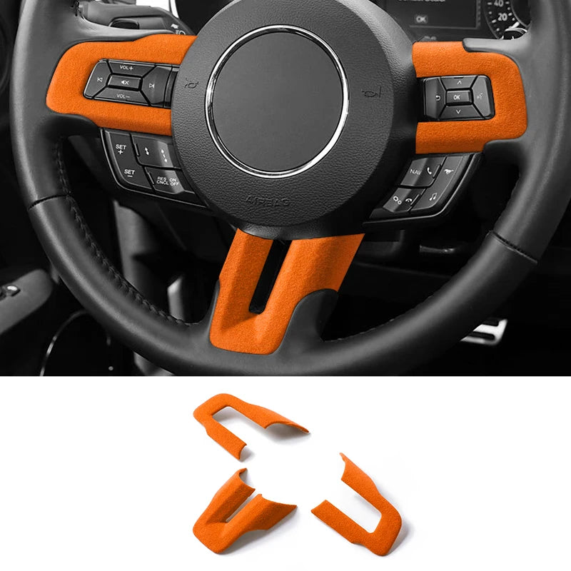 Suede Steering Wheel Panel Trim for Ford Mustang