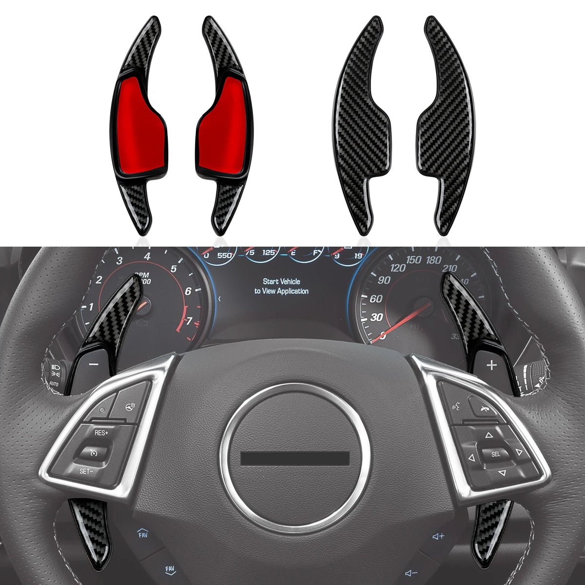 Carbon-Look Steering Wheel Button Panel Cover for 2016-2024 Chevy Camaro