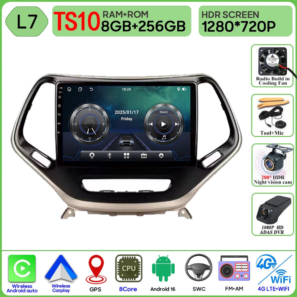 10 in. Android CarPlay Head Unit for 2014-2018 Jeep Cherokee KL