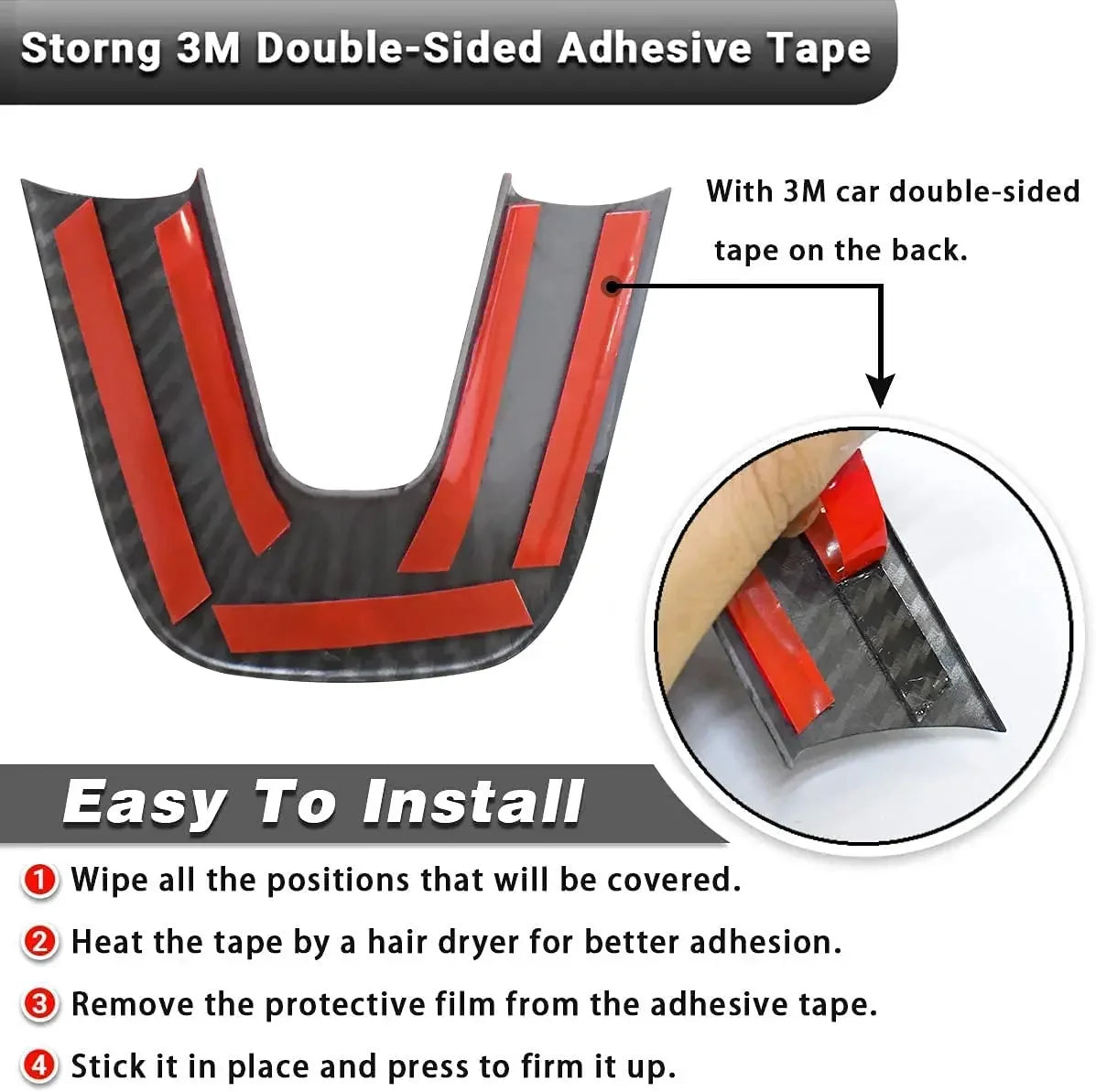 Steering Wheel Trim for 2015-2021 Dodge Challenger / Charger / Durango, 4 pcs