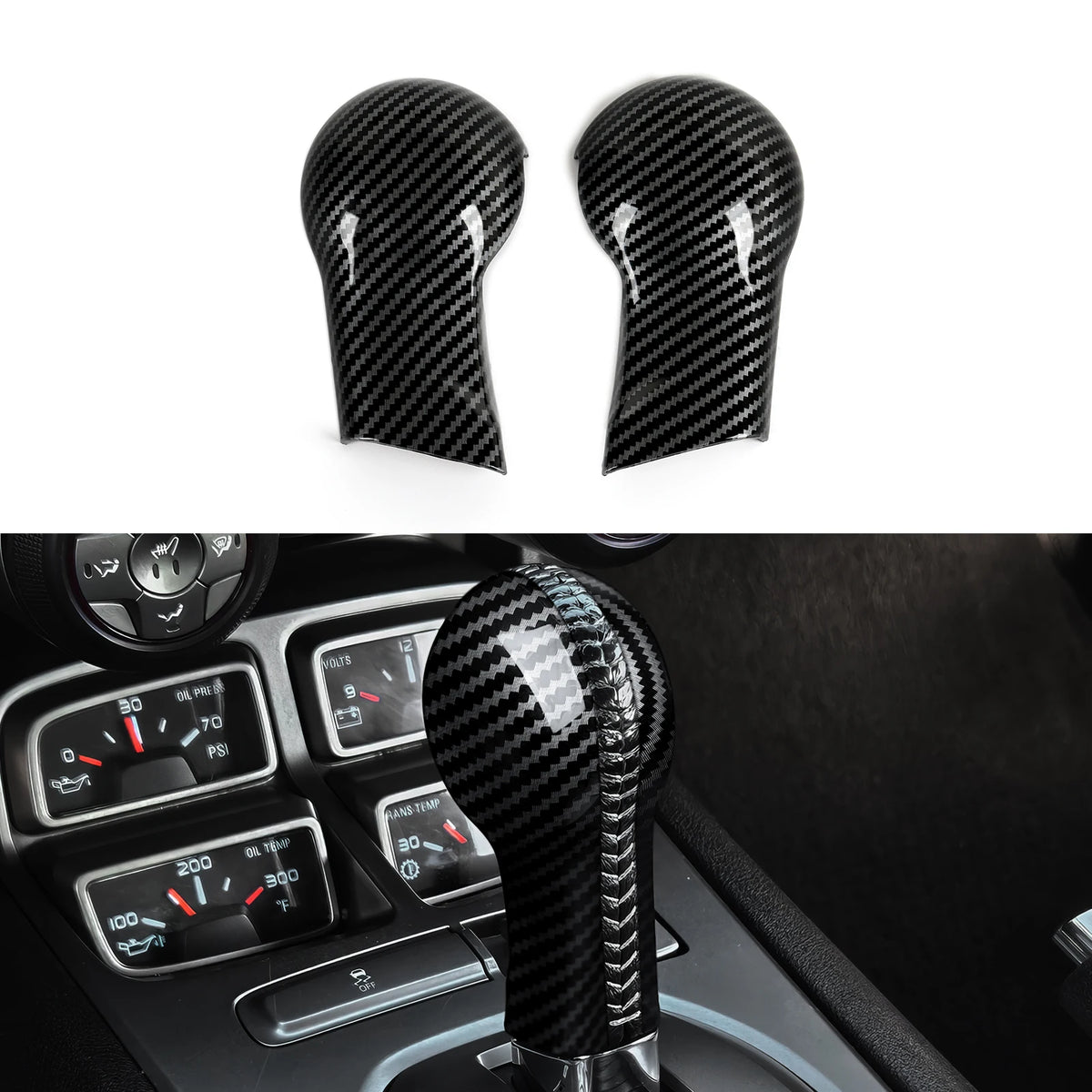 Carbon-Look Center Console Shift Panel Cover for 2010-2015 Chevy Camaro