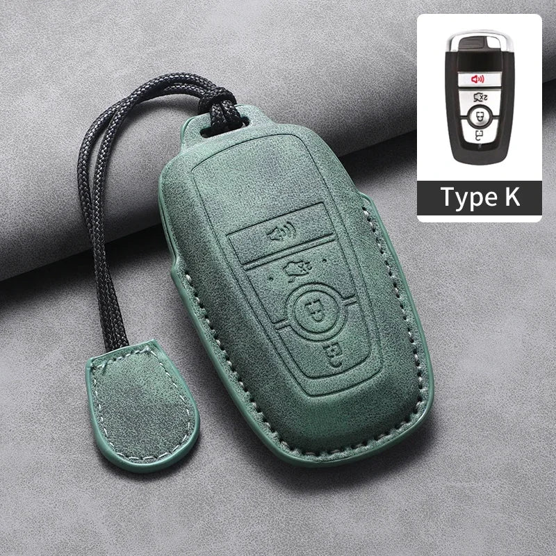 PU Leather Key Fob Cover for Ford Fusion, Edge, Explorer, Focus, F-150, Escape