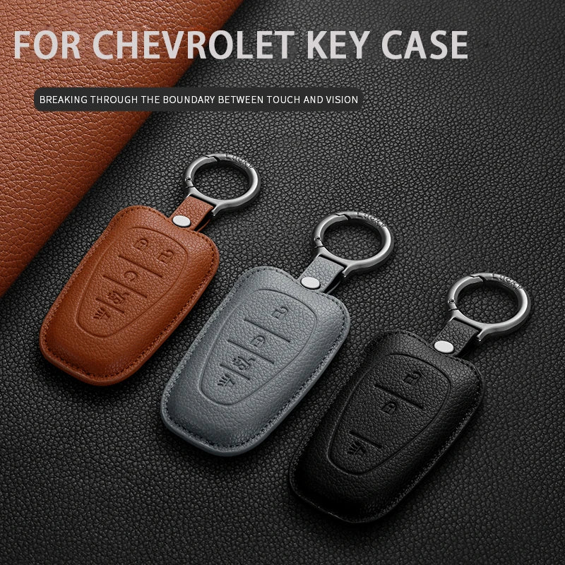 PU Leather Key Fob Cover for Chevy Malibu, Camaro, Cruze, Equinox, Bolt