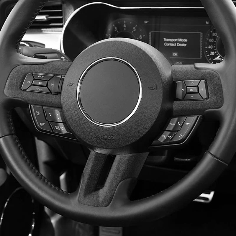 Suede Steering Wheel Panel Trim for Ford Mustang