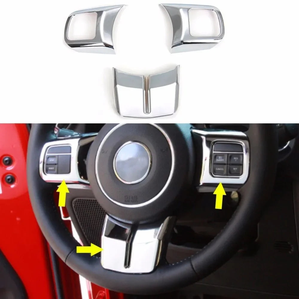 3-Piece Steering Wheel Trim for Jeep Wrangler JK, Compass, Patriot