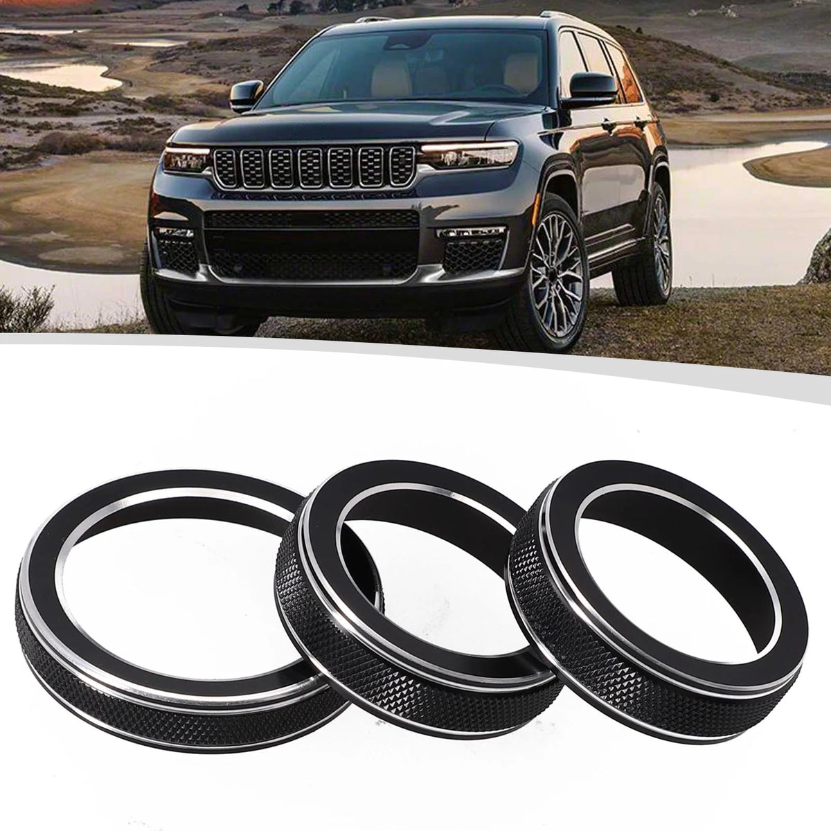 3-Piece Knob Ring Cover Set for 2014-2021 Jeep Cherokee / Grand Cherokee