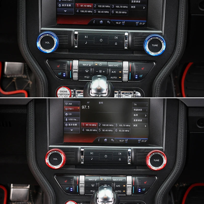 Radio Volume Knob Trim Rings for 2015-2022 Ford Mustang, 2 Pieces