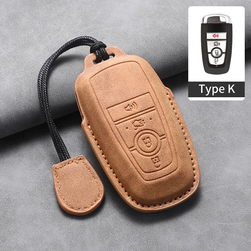 PU Leather Key Fob Cover for Ford Fusion, Edge, Explorer, Focus, F-150, Escape