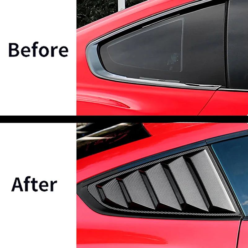 Rear Quarter Window Louvers for 2015-2021 Ford Mustang, Gloss Black
