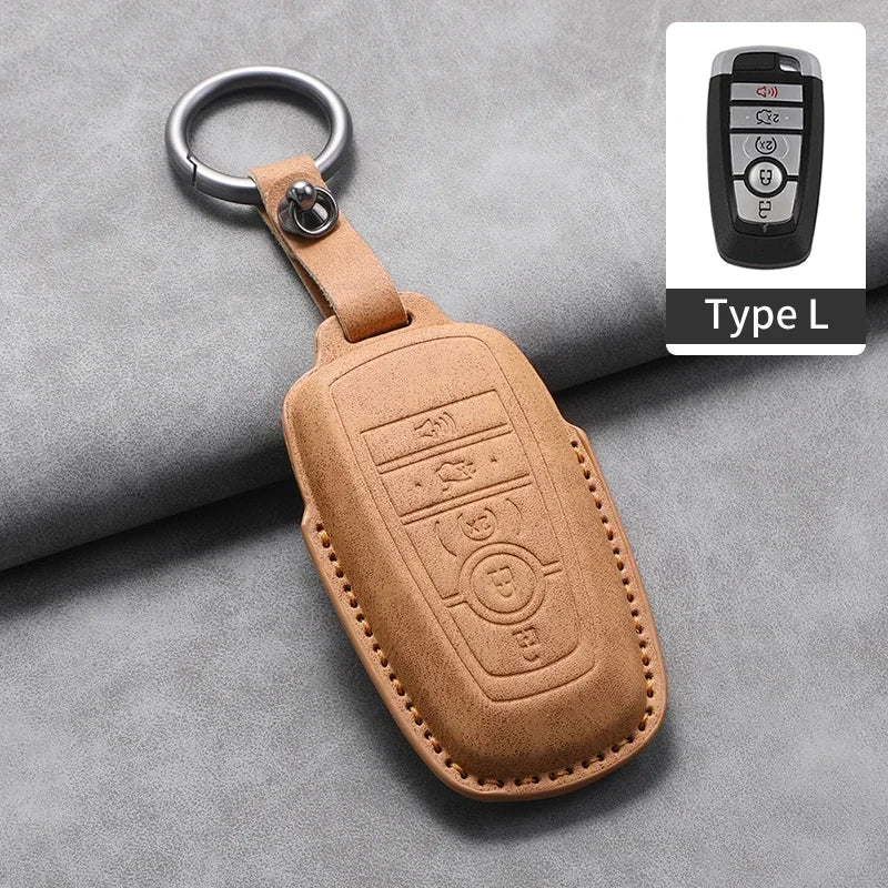 PU Leather Key Fob Cover for Ford Fusion, Edge, Explorer, Focus, F-150, Escape