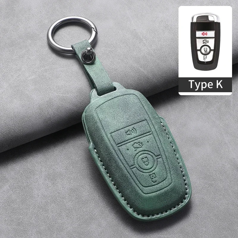 PU Leather Key Fob Cover for Ford Fusion, Edge, Explorer, Focus, F-150, Escape