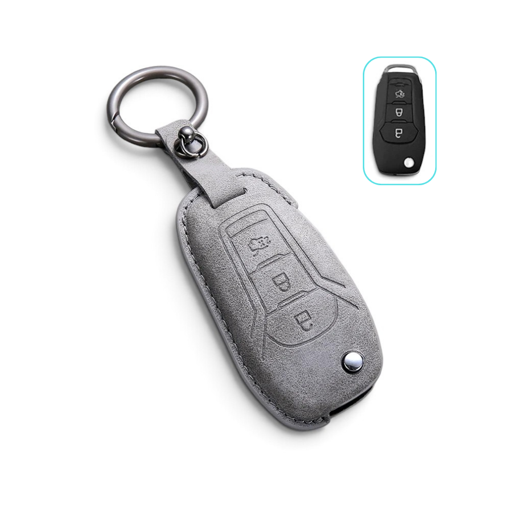 Suede-Finish Key Fob Cover for Ford F-150, Mustang, Explorer, Bronco