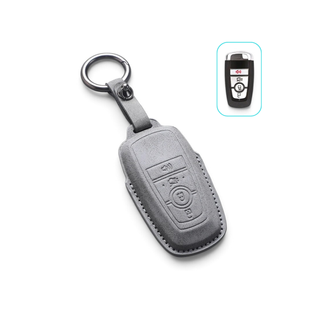 Suede-Finish Key Fob Cover for Ford F-150, Mustang, Explorer, Bronco