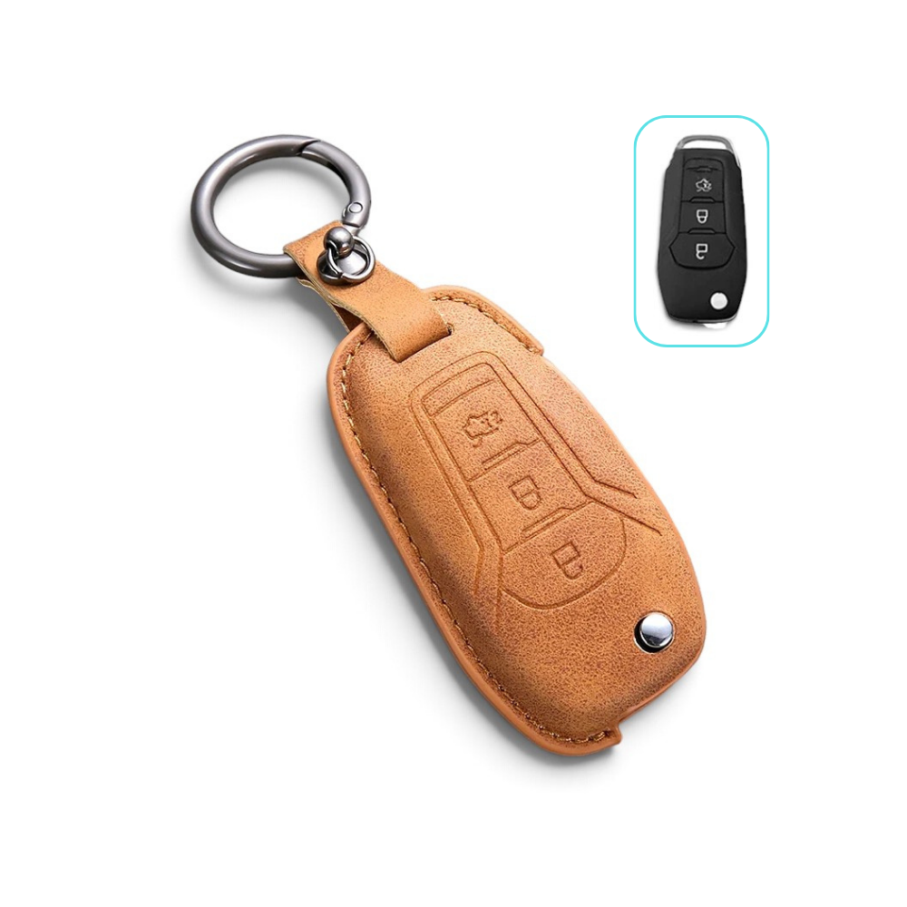 Suede-Finish Key Fob Cover for Ford F-150, Mustang, Explorer, Bronco