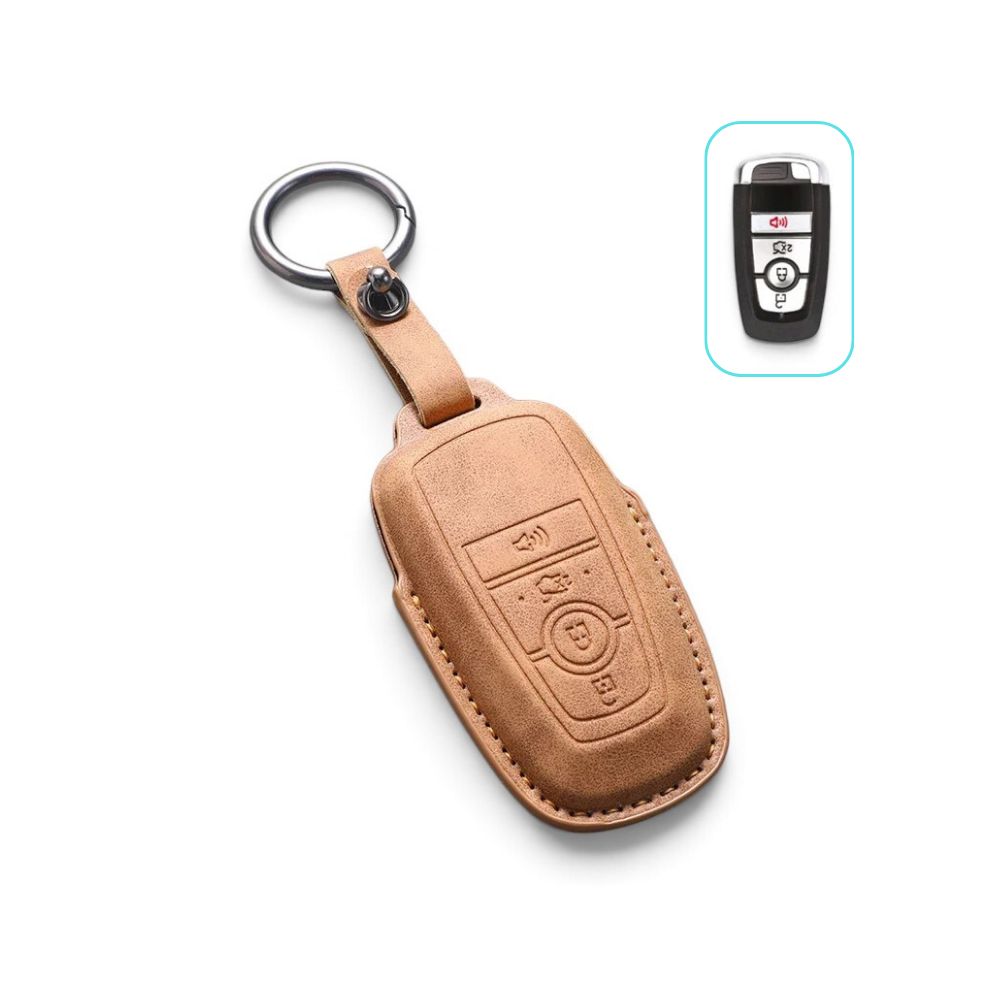 Suede-Finish Key Fob Cover for Ford F-150, Mustang, Explorer, Bronco