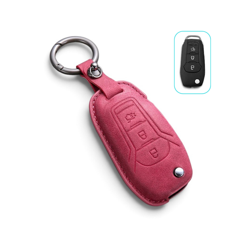 Suede-Finish Key Fob Cover for Ford F-150, Mustang, Explorer, Bronco
