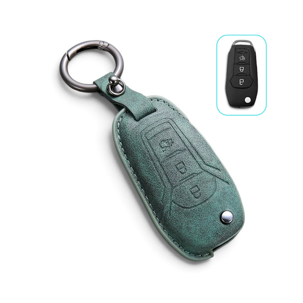 Suede-Finish Key Fob Cover for Ford F-150, Mustang, Explorer, Bronco