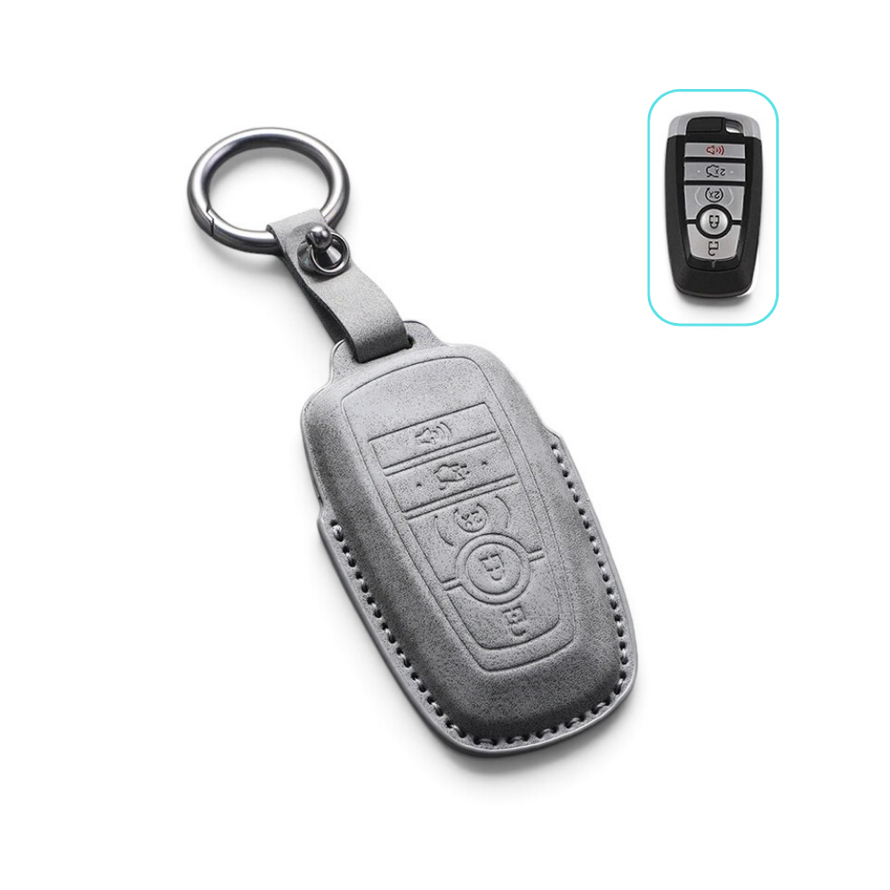Suede-Finish Key Fob Cover for Ford F-150, Mustang, Explorer, Bronco