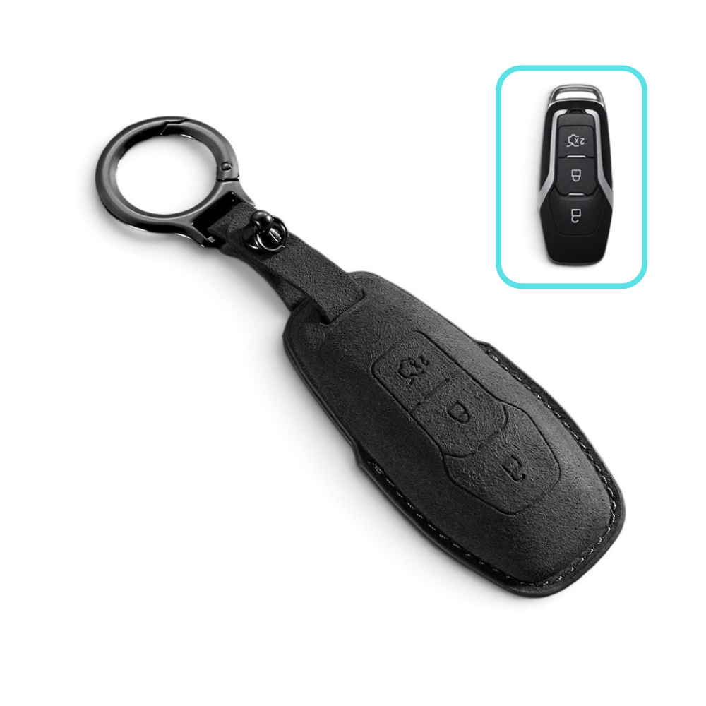 Suede-Finish Key Fob Cover for Ford F-150, F-250, Fusion, Focus, Edge, Mustang
