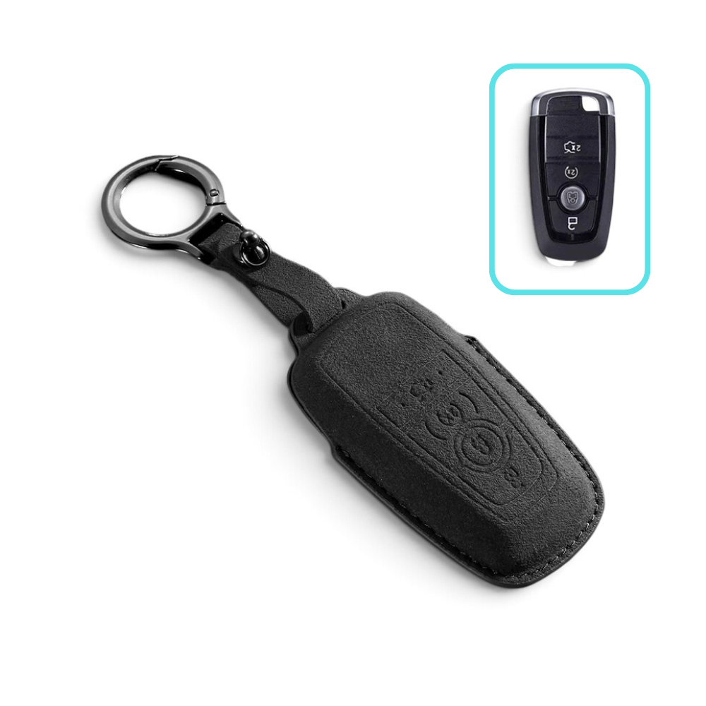 Suede-Finish Key Fob Cover for Ford F-150, F-250, Fusion, Focus, Edge, Mustang