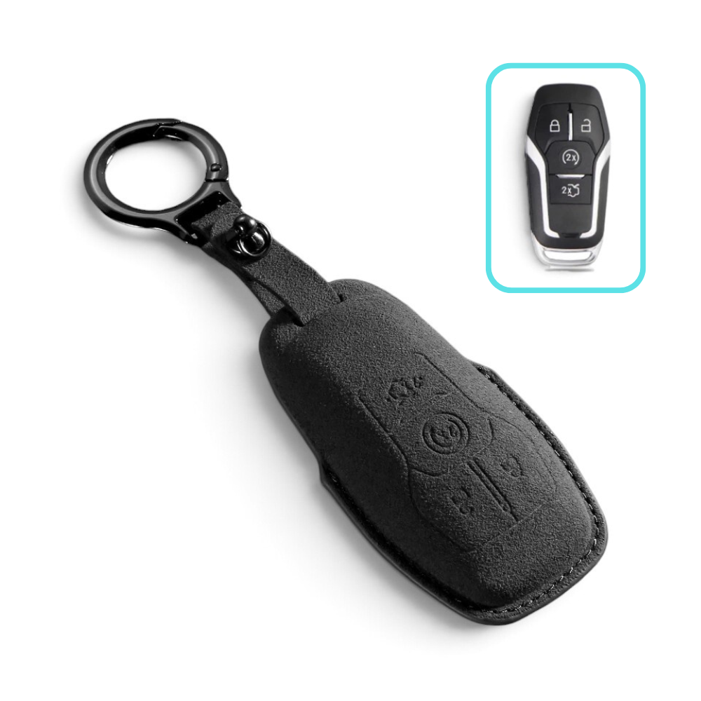 Suede-Finish Key Fob Cover for Ford F-150, F-250, Fusion, Focus, Edge, Mustang