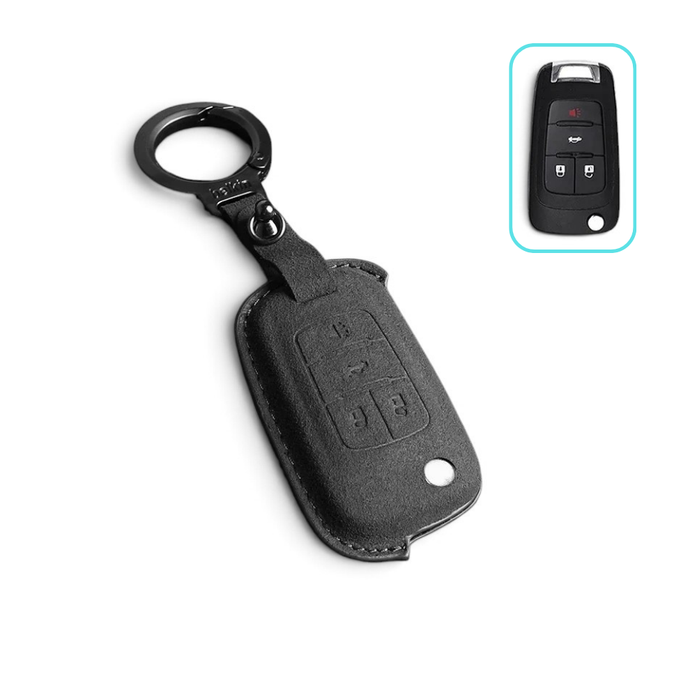 Suede-Finish Key Fob Cover for Chevrolet Camaro, Silverado, Tahoe